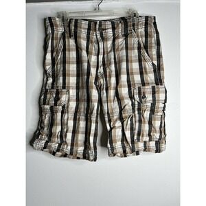 Levi’s Cargo Shorts Black Brown Stripes Casual Pockets 100% Cotton Size 32